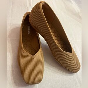 Vivaia Margot 2.0 Square Toe V Cut Flats Nutmeg Heel Cushion Knit Upper 41